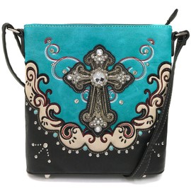Zelris Western Silver Cross Turquoise Women Conceal Carry Crossbody Messenger (Turquoise)