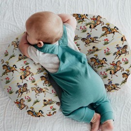 Vintage Cowboy Floral Nursing Pillow Covers for Boy Girl Western Cowboy Horse Nursing Pillow Slipcovers for Breastfeeding Pillows Wild West Desert Soft Stretchy Removable Covers for Newborn Infant