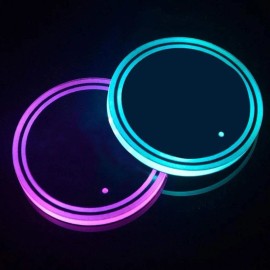 Wedfeir 2 Pack LED Car Cup Holder Light Up Coaster Cup Pad Charging Mat Interior Decor