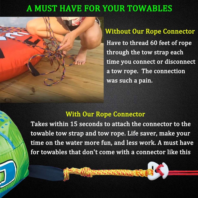 Botepon 2Pcs Boat Tube Towable Rope Quick Connector, Water Towable