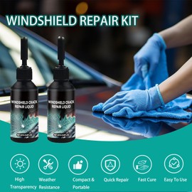 Hzutloer 2PCS 20ML Windshield Crack Repair Liquid,Windshield Crack Repair Kit,Car Windshield Crack Repair Kit,Car Glass Repair Fluid Quick Fix for Chips,Cracks,Bulls-Eye