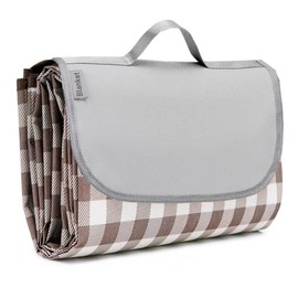 LRUUIDDE Extra Large Picnic Blanket Beach Blankets, Outdoor Foldable Waterproof Sand Mat for Beach Camping Hiking Travel Family Concerts Grass Park Music Festival Lawn Mats (Brown, 80x60inch)