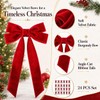 Red Velvet Christmas Tree Bows, 24 Pack, 5.1 x 10.2