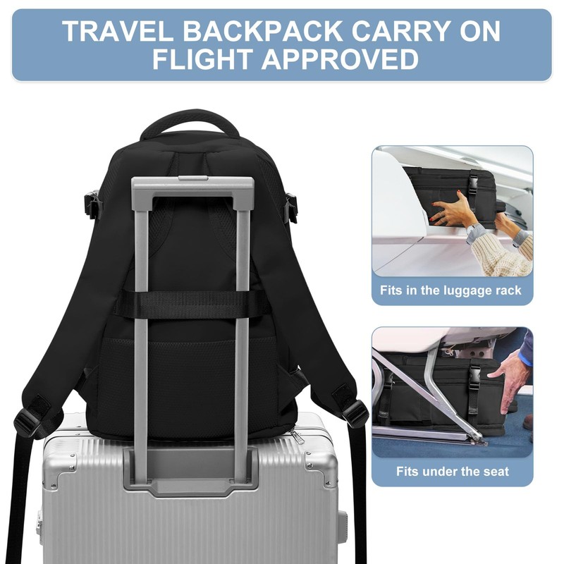 Travel Backpack Simple Durable Carry On Backpack with Shoe Compartment,