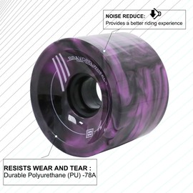 BRAVORD Longboard Wheels 70mm 78A PU, Mixed-Color Wheels for Cruisers and Longboards– Pack of 4 (Mix-Purple)