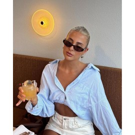 HERJOUR Retro Oval Sunglasses for Women Men Y2k Narrow Cat Eye Sunnies Skinny Shades AR82299