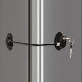 REZIPO - Cerradura para puerta de refrigerador con 2 llaves, cerradura para cajón de archivo, cerradura para puerta de congelador y cerradura para gabinete de seguridad para niños, color negro