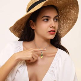 Bestyle Silver Snake Necklaces for Women Sterling Silver Hexagonal Crystal Necklace Created Citrine Topaz November Birthstone Pendant Mother's Day Jewelry Gifts for Women Mom/Wife/Sister