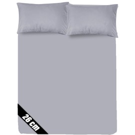 Sunshine Comforts Microfiber Fitted Sheets Breathable, Anti Wrinkle 26cm Deep Pocket Bed Sheets Double Bedding & Linen- Silver Bedding Double 137 X 190 CM Double Fitted Sheet