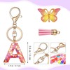 QttvbTna Initial Letter Butterfly Keychain, Women Tassel Butterfly Pink Cute