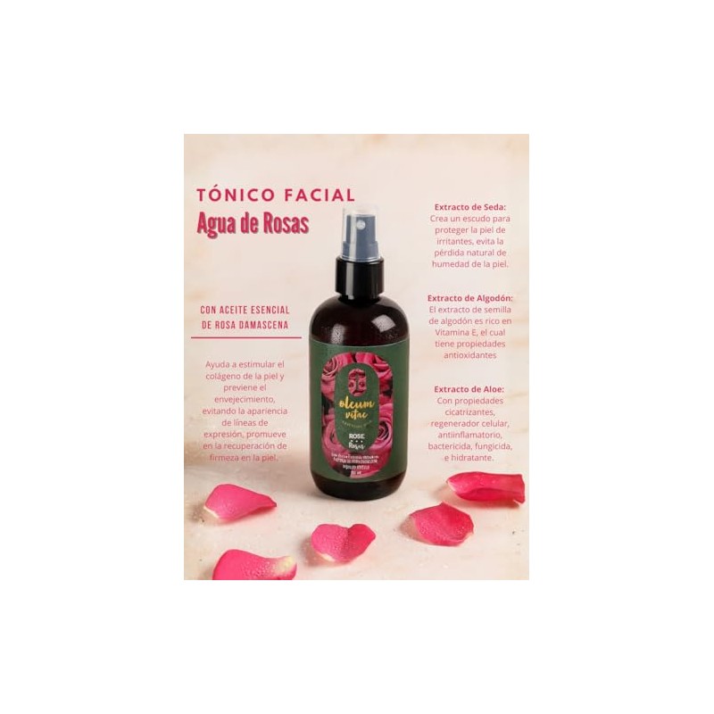 OLEUM VITAE Tonico facial con aceite esencial de rosa damascena