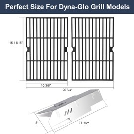 Criditpid Grill Replacement Parts for Dyna Glo DGF350CSP DGF350CSP-D 2 Burner Grill, Stainless Steel Grill Heat Tents & Grill Grates Kit for Dyna-Glo DGF350CSP Grill.