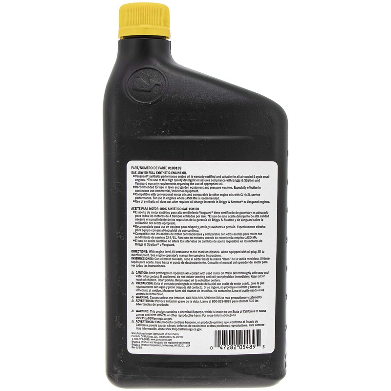 Briggs & Stratton Vanguard 15W-50 Heavy Duty Synthetic Oil Quart