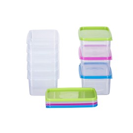 MiraHome Freezer Containers 8 x 0.5 L Rectangular Colourful - Storage Jars with Lid Airtight - Transparent Food Storage Containers with Lid - Kitchen Storage Box for Mealprep & Organisation - Austrian