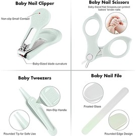 Baby Nail Clippers, 4-in-1 Safe Baby Nail Kit with Cute Case, Nail Clipper, Scissors, Tweezers, Nail File Set for Newborn, Infant, Toddler and Kids-Ow