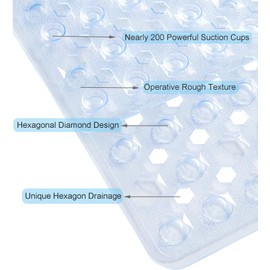 Mantto Shower Bathtub Mat Non Slip Bath Mat for Tub Long Non Slip Bath Mats for Bathroom Bath Tub Mats Shower Floor Mat Non Slip with Suction Cups 34.5 x 15.5(Clear)