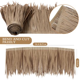 Mexican Tiki Hut Grass Skirting Roof Tiki Bar Grass Duck Blind for Thatch Roofing Bar Decorations Roll Palm Palapa Straw Thatch Roof for Fence Party(Brown,197 x 15 Inch)