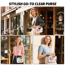 KETIEE Clear Bag for Stadium Events, 2 in 1 Crossbody Bags for Women with Handle Clear Purse Bag with Adjustable Detachable Leather Strap for Concerts Sports Events Festivals (Off White)