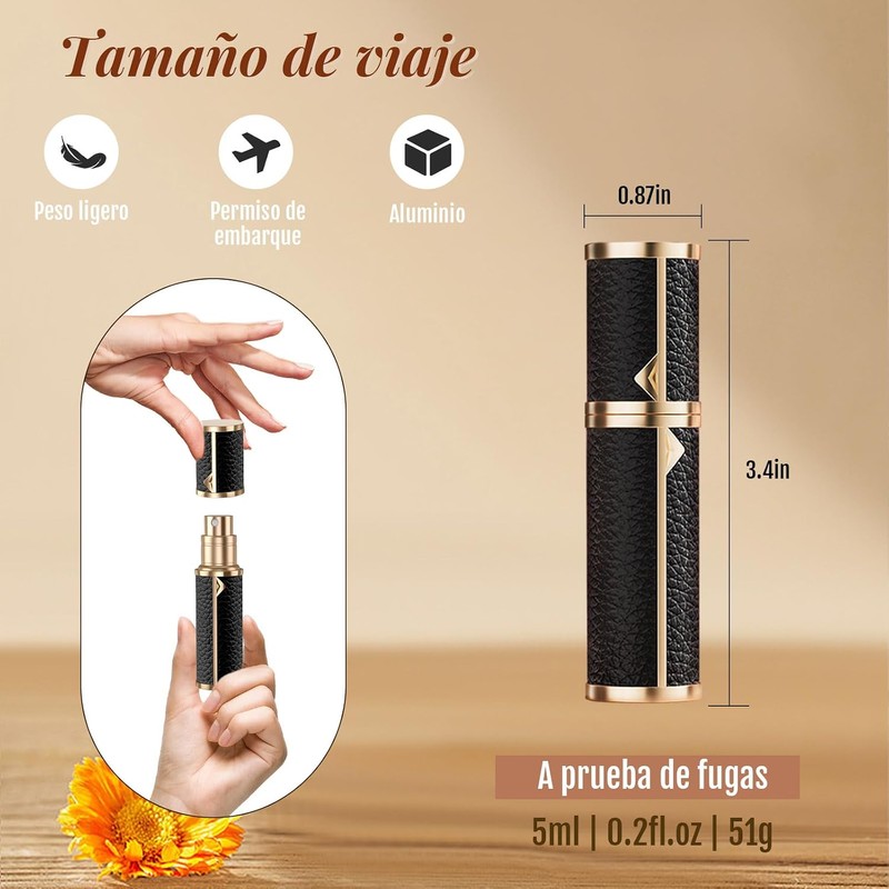 Mini Atomizador Perfume, Porta Perfume para Viaje, Perfumeros de Bolsillo
