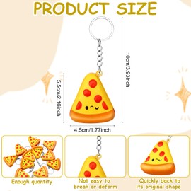 24Pcs Pizza Keychains Bulk Stress Relief Pizza Keyring Pizza Birthday Party Supplies Pizza Theme Food Keychain Gifts for Women Men Pizza Party Favors School Prizes Party Bag Gift Fillers