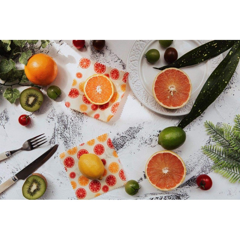 Tala Reusable Beewswax Food Wraps, Citrus Fruit Patterned Design, Mesuring