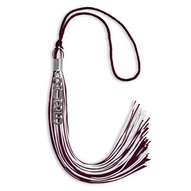 Endea Graduation Mixed Double Color Tassel with Silver Stacked Date Drop (Maroon/White, 2025)