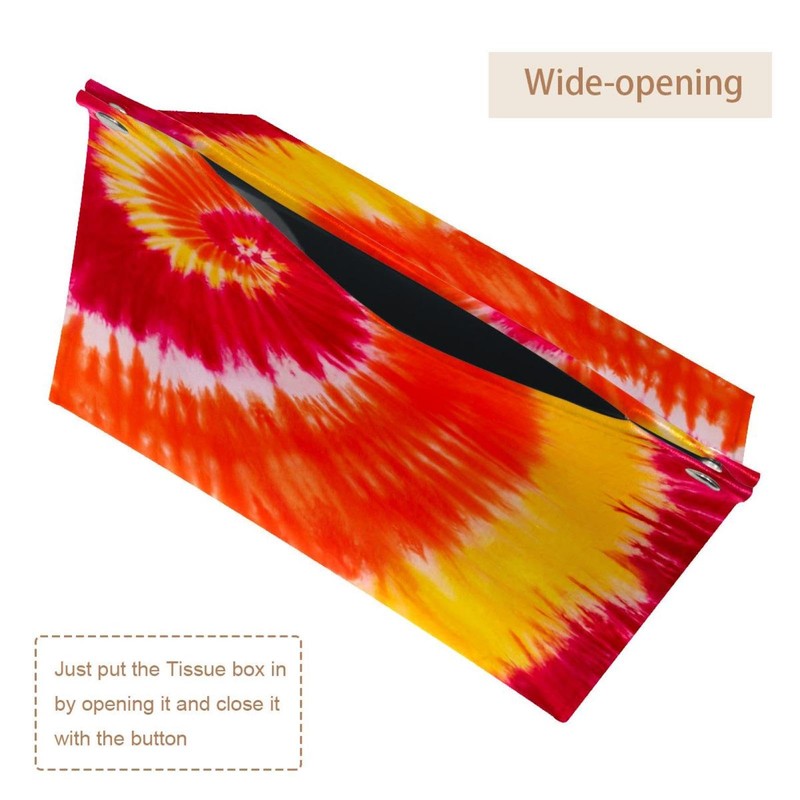 2 Pack Tissue Box Cover Holder, Red Yellow Tie Dye
