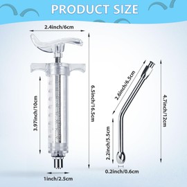 GINDOOR 2 Pieces Reusable Goats Syringe with 2 Drench Nozzle, Adjustable Dosage Detachable Sheep Drench Livestock Syringe for Sheep Baby Goat Supplies - 50ML