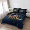 Merryword Blue Sun and Moon Comforter Set Queen 8 Pcs