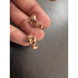 Unbranded 585 14K RG Rose Gold Stamped Orange Zircon Fox Stud Earrings