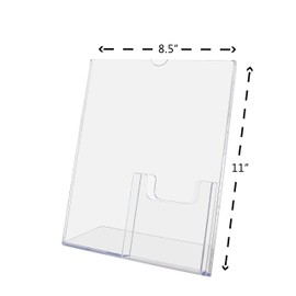 Marketing Holders 6 Pack Countertop Sign Holder 8.5" x 11" Slant Back Display for Notices and Announcements with 4" Trifold Pocket for Brochures in Hotels and Resorts Clear Acrylic