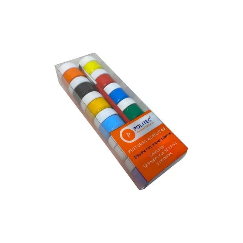 Rodin Kit Pinturas Acrílicas Politec 12 Colores 10 Ml C/u
