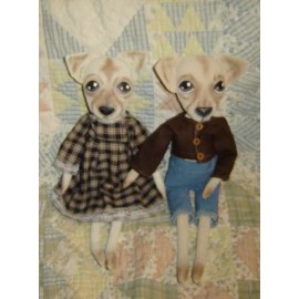 Cloth Doll Pattern, Chihuahua Dog, Folk Art Doll, Primitive doll