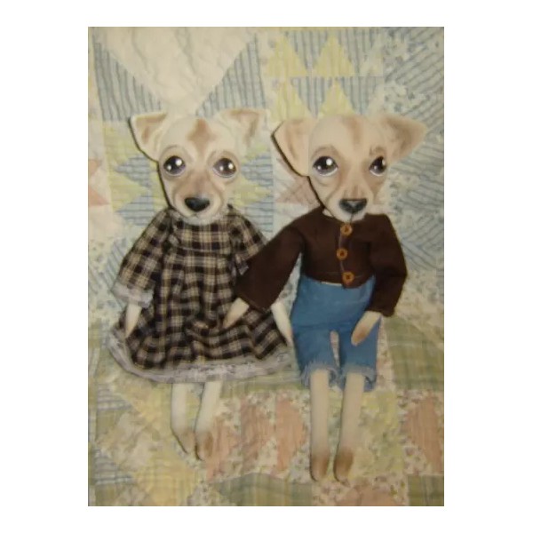 Cloth Doll Pattern, Chihuahua Dog, Folk Art Doll, Primitive doll