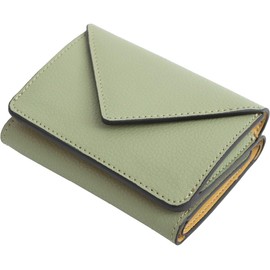 Malta Trifold Mini Wallet for Men and Women, Cowhide Leather, Compact, Button Closure for Coin Pocket, Card Slots, Large Capacity, Olive