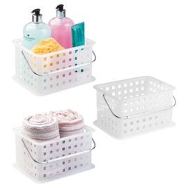 iDesign Plastic Handle-Portable Shower Caddy-Set of 3-Clear Frost Spa Small Basket M3