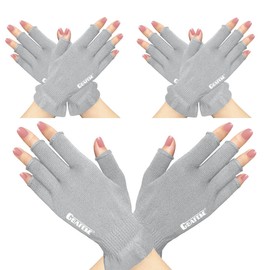 GSAFEME Cotton Gloves Eczema - Fingerless Touchscreen Moisturizing Gloves for Dry Hand Sleeping - Cotton Gloves for Men and Women, Gray S/M 3 Pairs