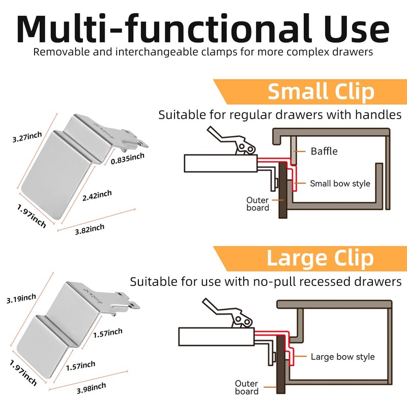 2 Pack Drawer Front Installation Clamps，Quick-Install Drawer Mounting Clips，Cabinet Installation