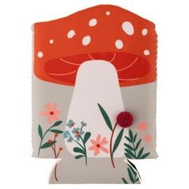 Karma, Can Sleeve for Beer & Soda Insulated Neoprene Cover, Pom Pom Accent Can Cooler, Mushroom