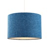 Contemporary and Sleek Navy Midnight Blue Linen Fabric Drum Lamp