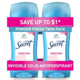 Secret Anti-Perspirant Deodorant Invisible Solid Powder Fresh Twin Pack 5.20 oz