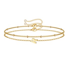 Dainty Gold Initial Bracelets for Women, Gold Bracelets Initial Bracelets for Women Teen Girls Jewelry Chain Bracelets for Girls Little Girls Jewelry Gifts Letter R