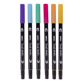 APLI 18574 Pastel Watercolour Pencils Double Tip 1mm Round and Brush 1-4mm (Pack of 6)