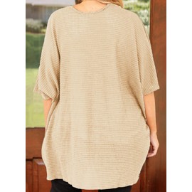 Eytino Womens Plus Size Open Front Cardigans Casual Short Sleeve Waffle Knit Kimono Tops Summer Cover-ups Apricot 2X