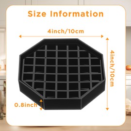 Set of 8 Coffee Countertop Drip Trays, 4" Octagon Shape, Black Plastic with Honeycomb Grid Design for Bars, Restaurants, and Drink Dispensers.