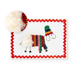 Inkognito Plush postcard, occasion: "fluffy" in motif: "plush card sheep in sweater", artist: "Barbara Dienz-Sengmüller", item number: 20893 by Berliner Verlag