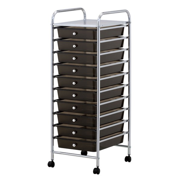 Taylor & Brown 10 Drawer Mobile Rolling Storage Trolley Unit Organiser On Wheels For Salon, Beauty Make Up, Hairdressing, Beauty & Home Office Stationary (Black)