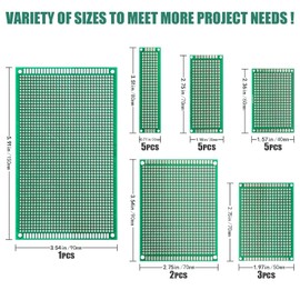 Pack of 147 PCB Boards Kits, 21 Pieces PCB Board Perforated Board Kit, Double-Sided PCB Board, Prototype Double-Sided Circuit Boards for DIY Soldering, Compatible with Arduino Kit
