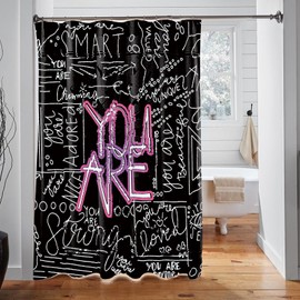 Shower Curtain for Bathroom - Quote You are Shower Curtain Liners, Waterproof Cute Lightweight Standard Size Shower Curtains - 70 x 70 Inch/Black