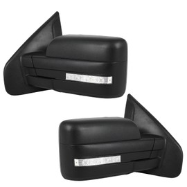 Aintier Tow Mirrors Pair suitable for 2004-2014 For Ford For F150 Pickup Truck with Power Adjusted Heated Turn Signal Light Puddle Light with Black Cap Housing Manual FoldingTowing Mirrors